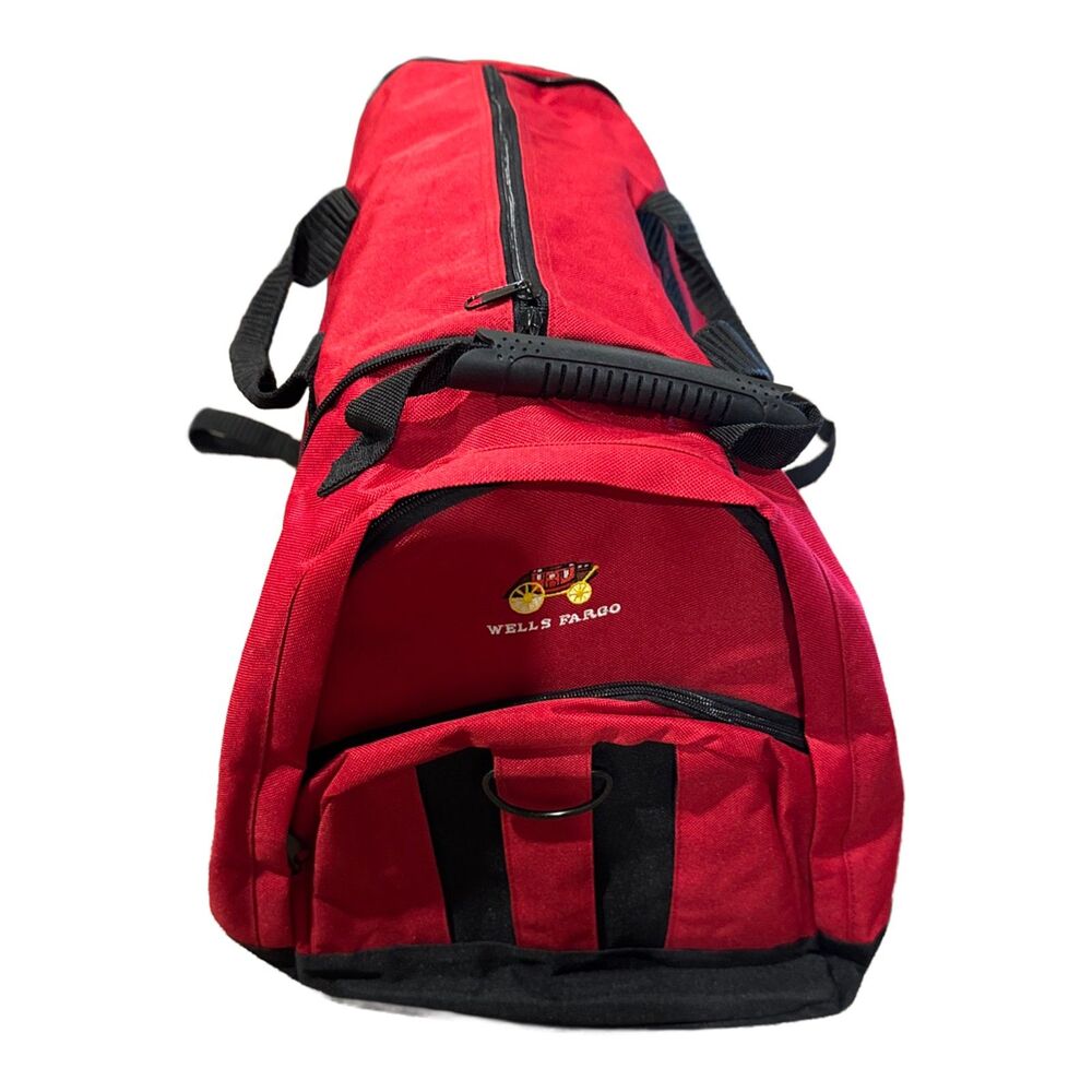 Wells Fargo Red Black Convertible Duffle Backpack Bag Embroidered Logo Promo